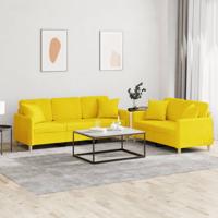 2-delige Loungeset met kussens stof lichtgeel