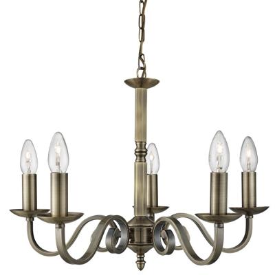 Searchlight Landelijke kroonluchterRichmond 5-lichts 52cm antiek brons - 1505-5AB