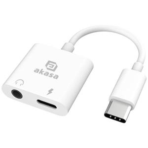 Akasa USB-C, Audio Adapter [1x USB-C - 1x Koptelefoon (3,5 mm aansluiting), USB-C bus (Power Delivery)] AK-CBCA30-08WH 8 cm Met laadbus