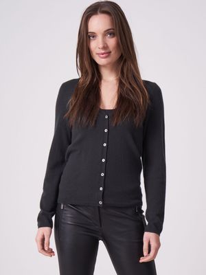 Basic fijngebreid vest met V-hals van biologisch cashmere