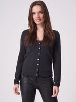 Basic fijngebreid vest met V-hals van biologisch cashmere