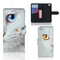 Huawei Ascend P8 Lite | Telefoonhoesje | Met pasjeshouder | Witte Kat