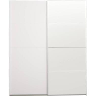 Schuifdeurkast Bergamo - wit/spiegel - 221x178,5x66,6 cm - Leen Bakker
