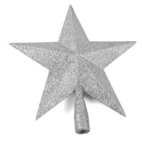 Kunststof kerstboom ster piek zilver 27 cm - Kerstpieken - kerstboompieken - thumbnail