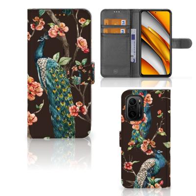 Poco F3 | Xiaomi Mi 11i | Telefoonhoesje | Met pasjeshouder | Pauw met Bloemen