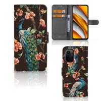 Poco F3 | Xiaomi Mi 11i | Telefoonhoesje | Met pasjeshouder | Pauw met Bloemen