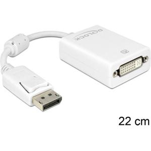 Delock 61765 DisplayPort / DVI Adapter [1x DisplayPort stekker - 1x DVI-bus 24+5-polig] Wit Met Ferrietkern 12.00 cm