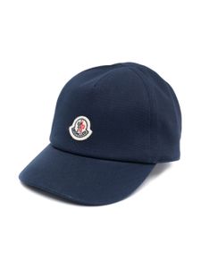 Moncler Enfant casquette en coton à patch logo - Bleu