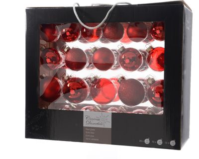 Kerstbal glas gl-mt-glit-tr/assorted/kerstrood - Ksd