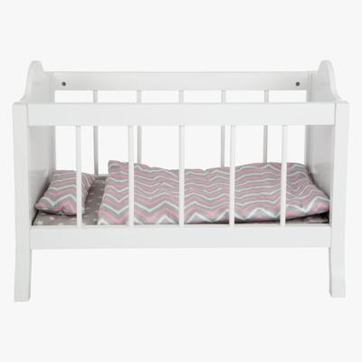 Small Foot houten poppenbed wit met beddengoed strepen, 4dlg.