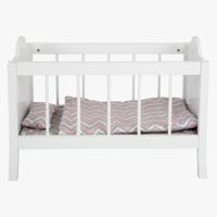 Small Foot houten poppenbed wit met beddengoed strepen, 4dlg.