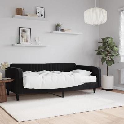 Slaapbank met matras 100x200 cm fluweel zwart
