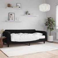 Slaapbank met matras 100x200 cm fluweel zwart