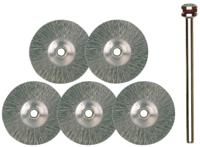 PROXXON set ronde staaldraadborstels stainless steel round bru d=22mm 5 pcs.