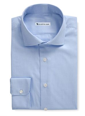 DEXUGIA - Visgraat uni blauw overhemd - PEGLI 2