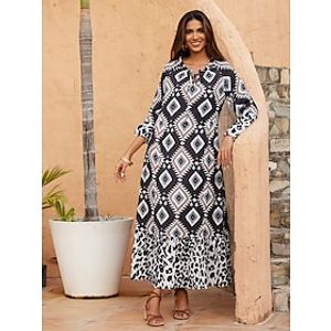 boho maxi-jurk met abstracte dierenprint