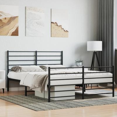 Bedframe met hoofd- en voeteneinde metaal zwart 120x190 cm