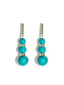 Mateo boucles d'oreilles pendantes en or 14ct serties de turquoise et d'émeraudes