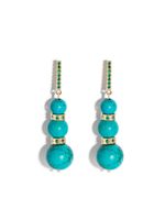 Mateo boucles d'oreilles pendantes en or 14ct serties de turquoise et d'émeraudes - thumbnail