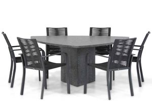 Santika Annisa/Graniet 170 cm triangel dining tuinset 7-delig