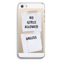 No Girls Allowed Unless: iPhone 5 / 5S / SE Transparant Hoesje