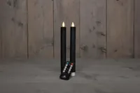 Anna&apos;s Collection LED dinerkaars flame effect rustiek 23 cm zwart 2 stuks