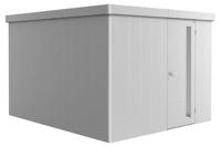 Biohort Metalen tuinhuis Neo - Enkele deur - Zilver - 4C (292x348 cm)- Plat dak- Metaal- Biohort
