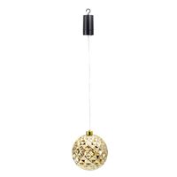 Verlichte kerstbal kunststof - goud - aan draad - D15 cm - led lampjes - warm wit