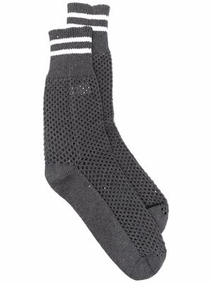 Brunello Cucinelli chaussettes ajourées à rayures - Gris