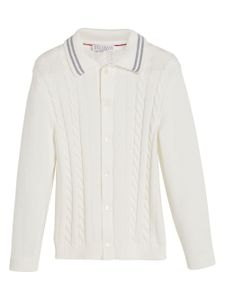 Brunello Cucinelli Kids cardigan en maille torsadée - Blanc