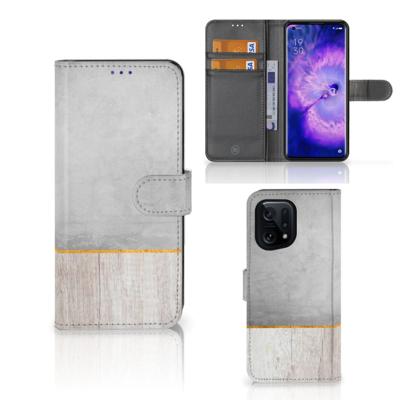 OPPO Find X5 | Book Style Case | Wood Concrete