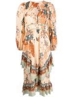 Ulla Johnson robe mi-longue Portia à fleurs - Tons neutres