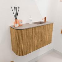 Toiletmeubel Mondiaz Joya Dlux | 71.6 cm | Meubelkleur Oak | Faye wastafel Saba Wasbak Rechts | 1 kraangat