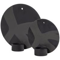Wand theelichthouder zwart 20 cm set van 2 | 6 stuks