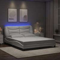 Bedframe met LED-verlichting kunstleer wit 160x200 cm