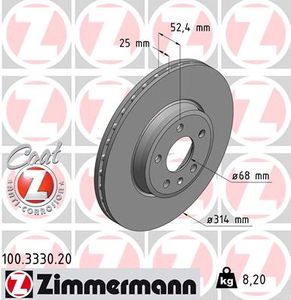 Remschijf COAT Z ZIMMERMANN, Remschijftype: Binnen geventileerd, u.a. für Audi