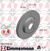 Remschijf COAT Z ZIMMERMANN, Remschijftype: Binnen geventileerd, u.a. für Audi