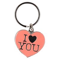 Valentijn cadeautje roze sleutelhanger I love you   -