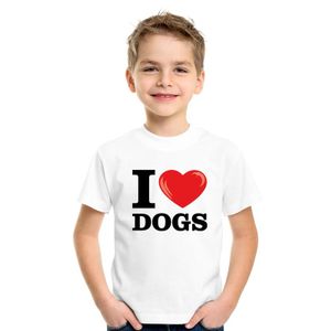 Wit I love dogs/ honden t-shirt kinderen