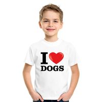 Wit I love dogs/ honden t-shirt kinderen