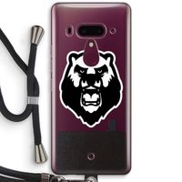 Angry Bear (white): HTC U12+ Transparant Hoesje met koord