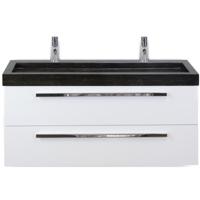 Seville Badmeubelset 120 cm - 2 Laden Wit Hoogglans - Wastafel Lucca Enkel