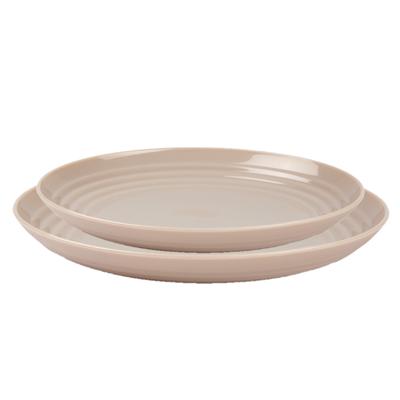 Plasticforte camping borden set - beige - kunststof - 2 soorten - 16x stuks - onbreekbaar servies