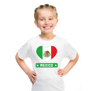 Mexico hart vlag t-shirt wit jongens en meisjes