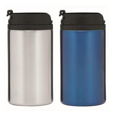 Set van 2x Thermosbekers - warmhoud bekers - zilver en blauw - 290 ml - Isolerende drinkbekers Set van 2x Thermosbekers - warmhoud bekers - zilver en blauw - 290 ml - Isolerende drinkbekers