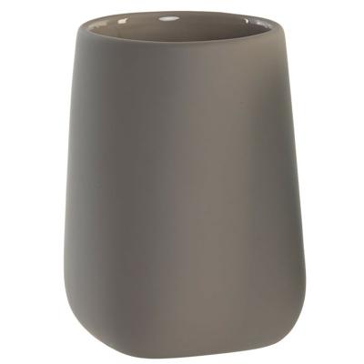 Tandenborstelhouder / drinkbeker - kunststeen - taupe - 11 cm -badkamer