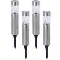 Set van 4x stuks solar tuinlampen/prikspots op zonne-energie 39 cm RVS met glas