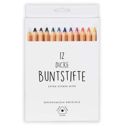 Dikke kleurpotloden - set van 12x stuks - hobby - knutselen - 17 cm