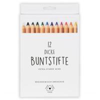 Dikke kleurpotloden - set van 12x stuks - hobby - knutselen - 17 cm