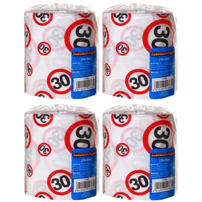 Set van 4x stuks toiletpapier rollen voor een 30 jaar verjaardag